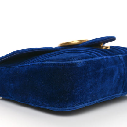 Gucci Velvet Matelasse Medium GG Marmont Shoulder Bag Cobalt Blue 9 of 13