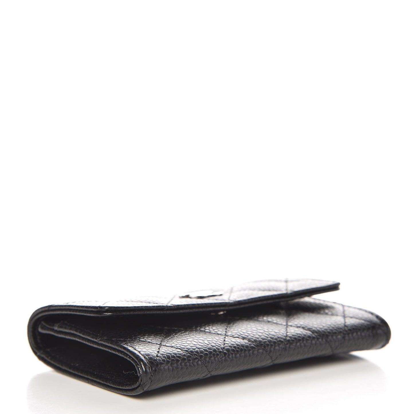 Caviar Quilted Flap Card Holder Black