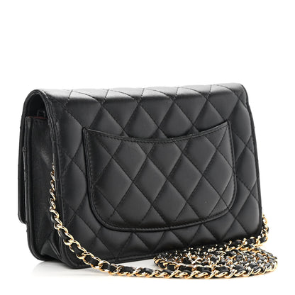 Chanel Lambskin Quilted Wallet On Chain WOC Black 3 of 17