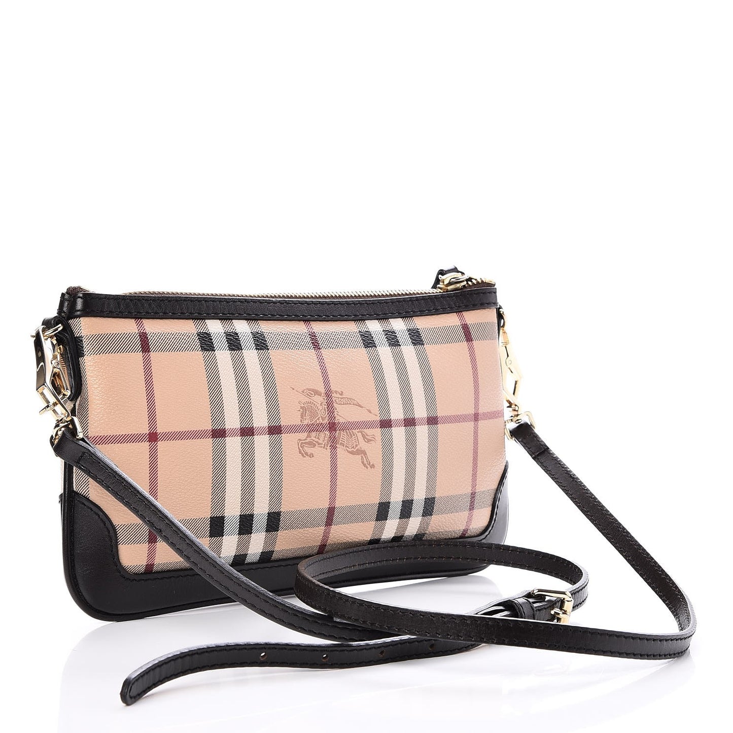 Haymarket Check Small Peyton Crossbody Clutch Bag Chocolate
