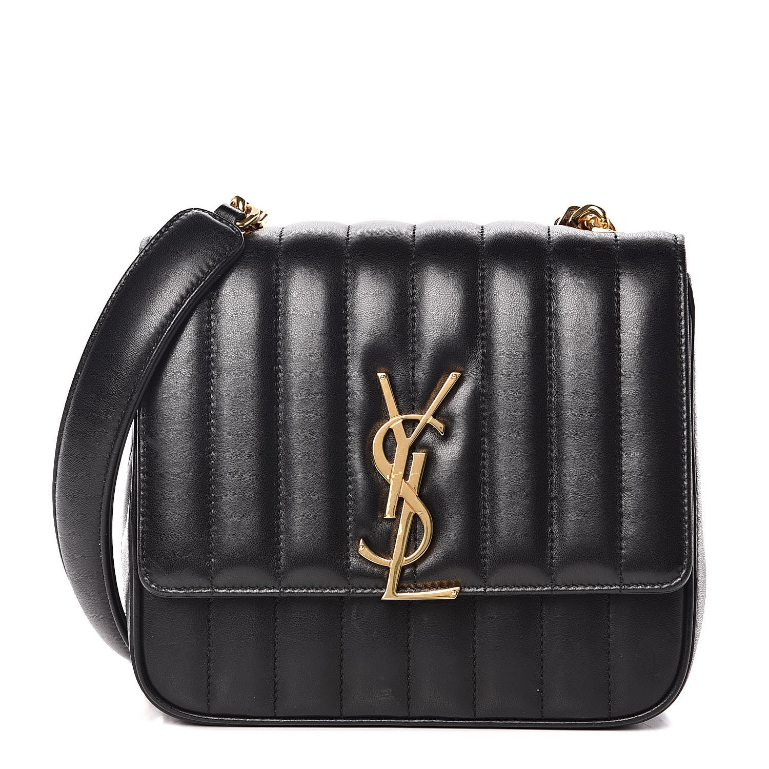 Saint Laurent Lambskin Matelasse Monogram Medium Vicky Chain Bag Black 1 of 15