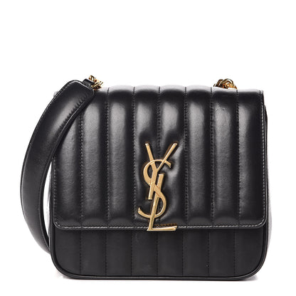 Saint Laurent Lambskin Matelasse Monogram Medium Vicky Chain Bag Black 1 of 15