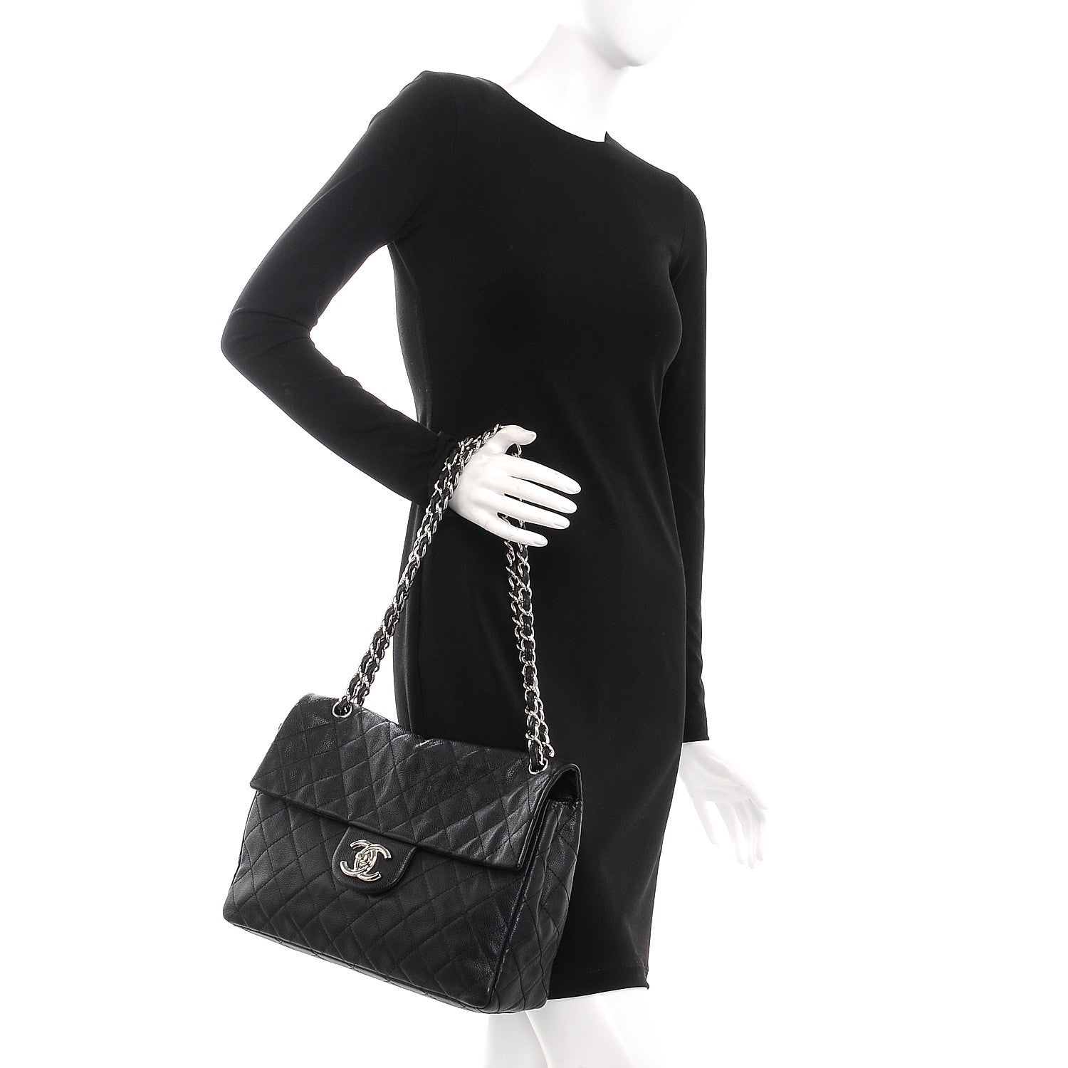 Chanel Washed Caviar Maxi Single Flap Black 2 of 8