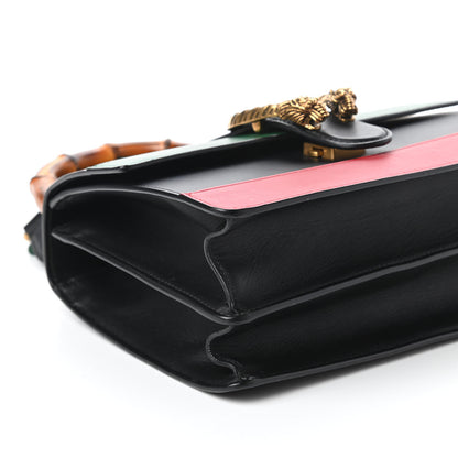 Gucci Moon Calfskin Web Medium Dionysus Bamboo Top Handle Bag Black Bright Evergreen Hibiscus Red 6 of 10