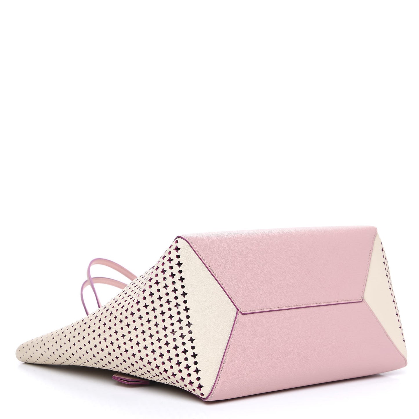 Calfskin Perforated Lockme Cabas Rose Poudre Creme