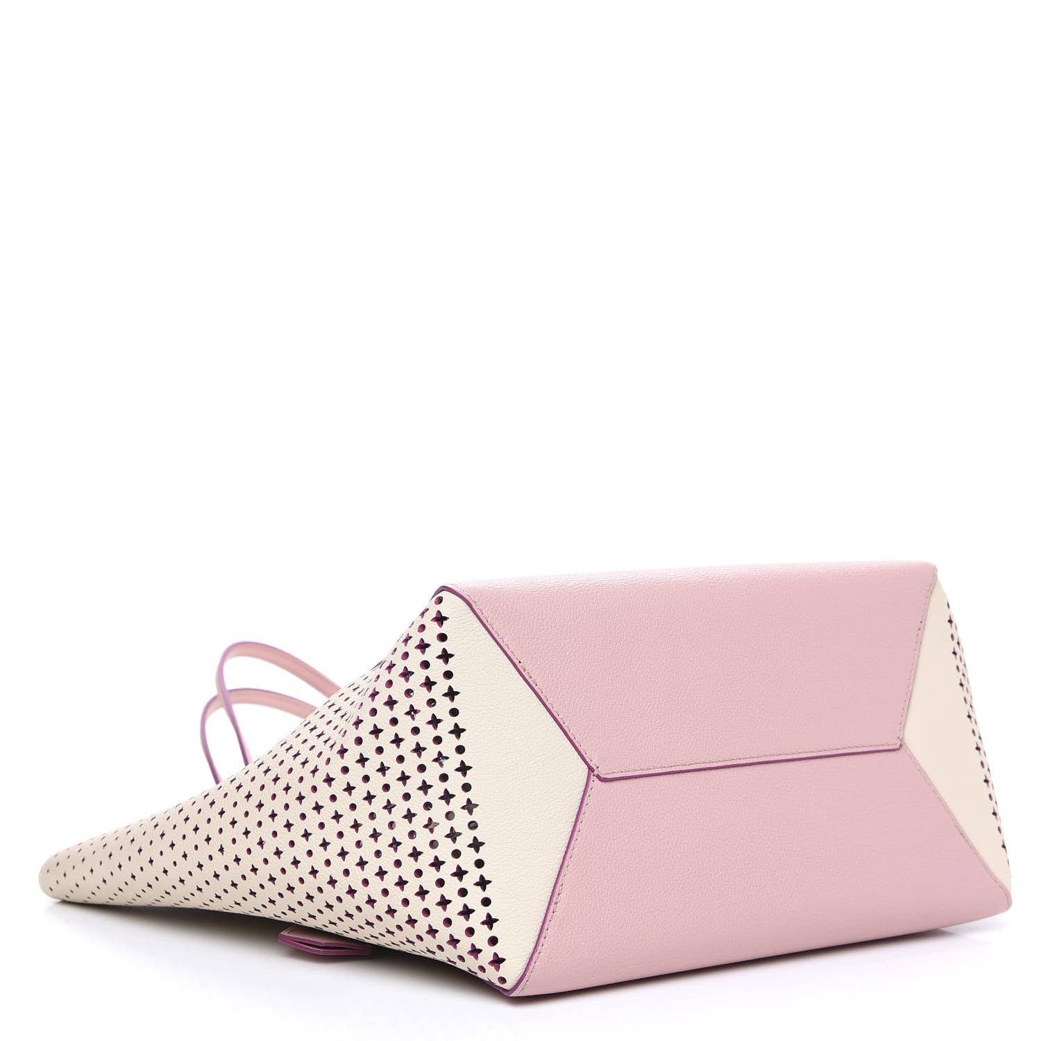 Louis Vuitton Calfskin Perforated Lockme Cabas Rose Poudre Creme 3 of 9