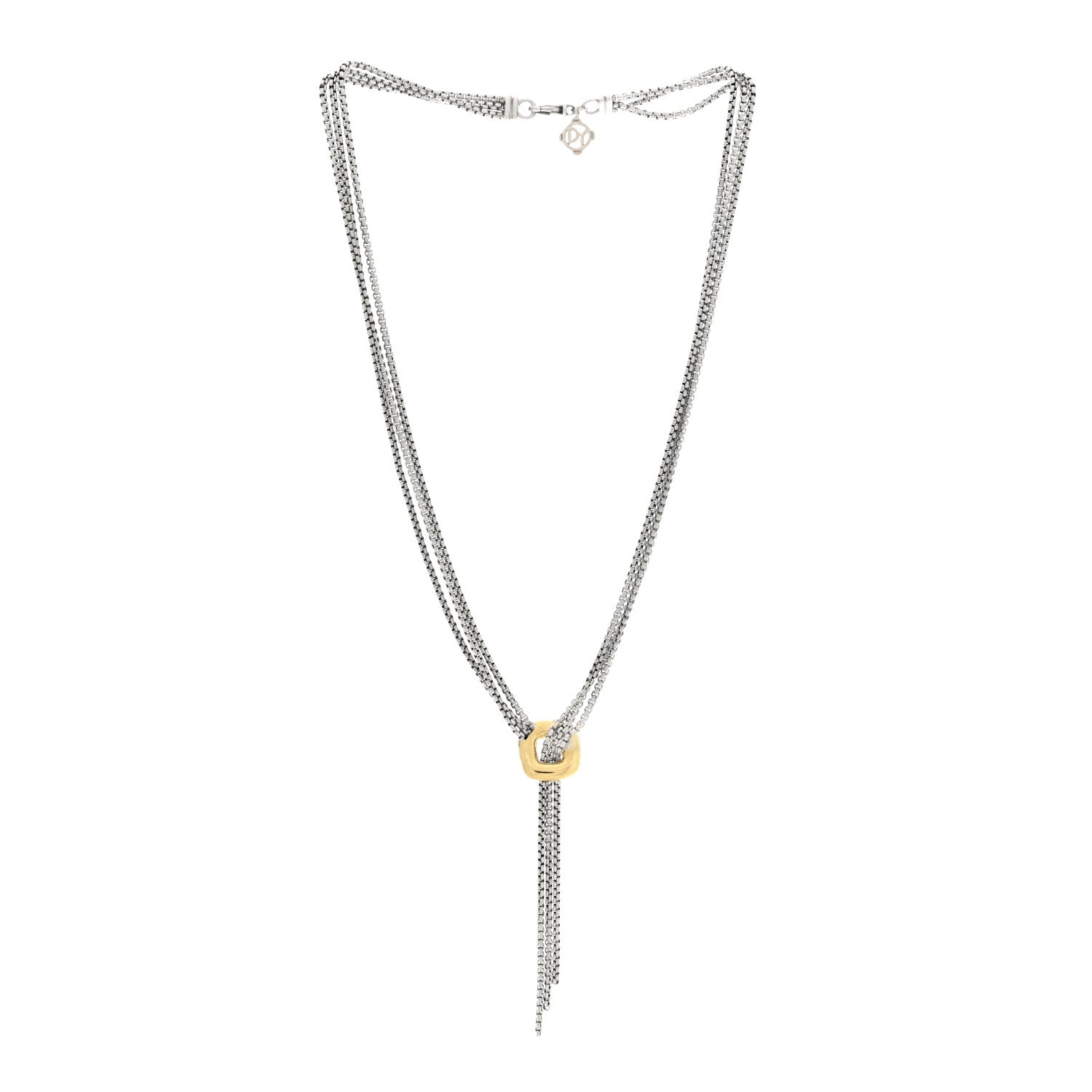 David Yurman Sterling Silver 18K Yellow Gold Lariat Waterfall Necklace 3 of 4