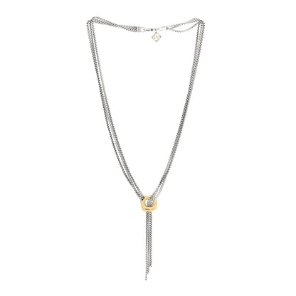 David Yurman Sterling Silver 18K Yellow Gold Lariat Waterfall Necklace 3 of 4