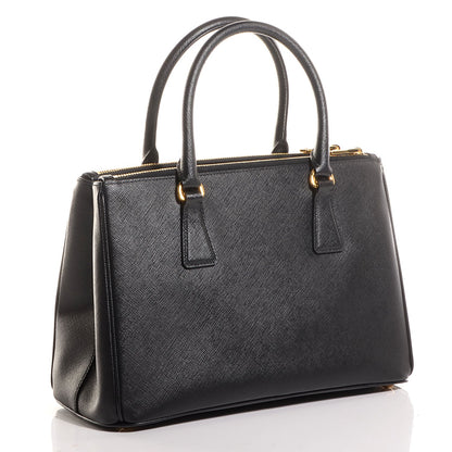 Prada Saffiano Lux Small Double Zip Tote Nero Black 9 of 10