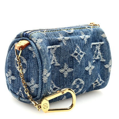 Louis Vuitton Monogram Denim Pochette Speedy PM Key Holder Blue 3 of 7