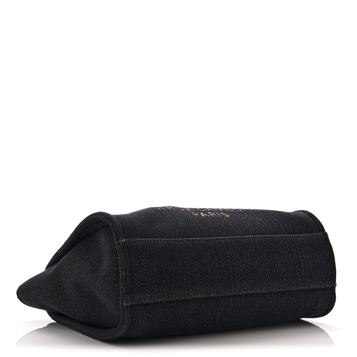 Chanel Lurex Canvas Small Deauville Tote Navy Blue Gold 4 of 10