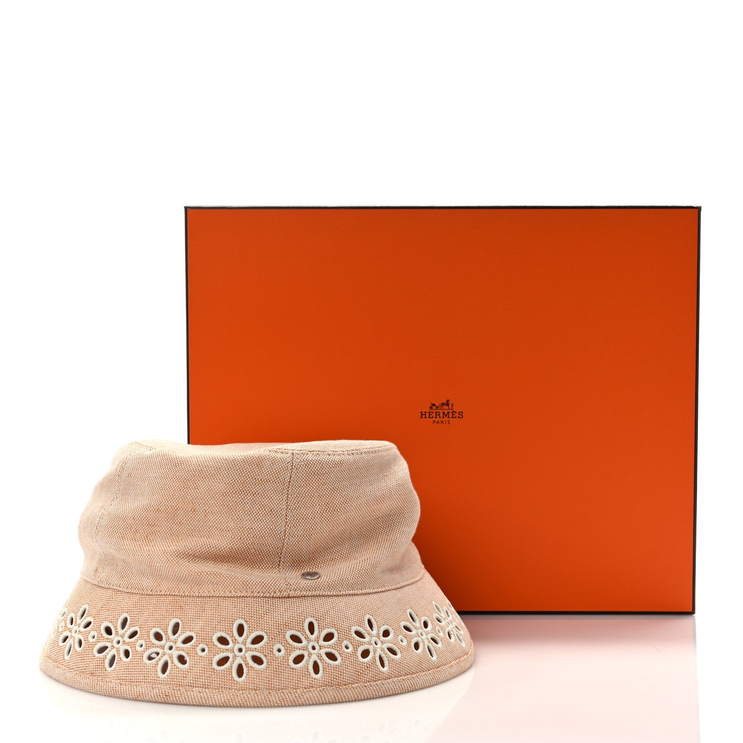 Hermes Linen Cotton Embroidered Eloise Garden Party Bucket Hat 58 Jaune Itauba 2 of 8