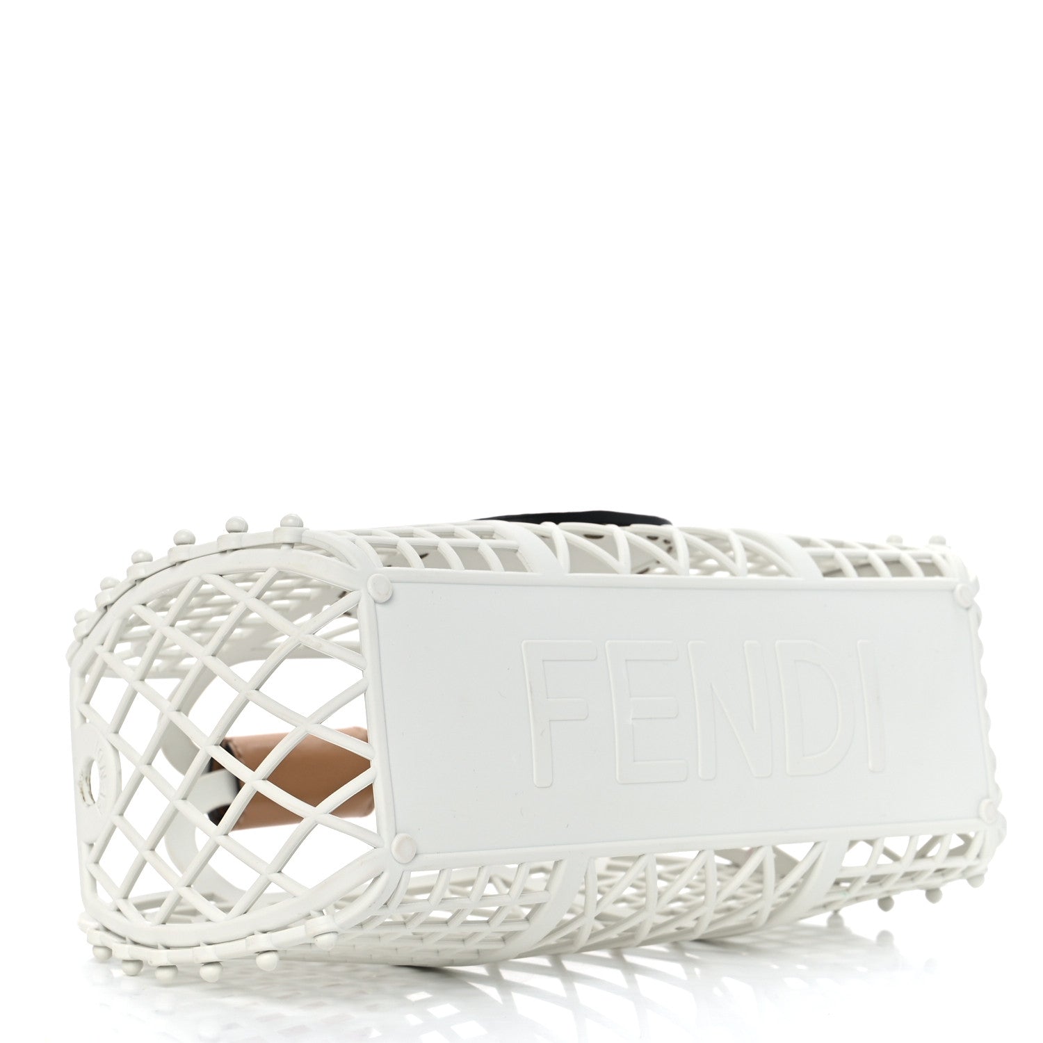 Fendi Recycled Plastic Vitello Liberty Matte Small Fendi Basket White Ice Miele Scuro 4 of 10