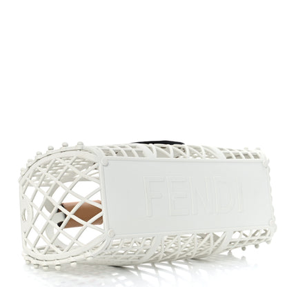 Fendi Recycled Plastic Vitello Liberty Matte Small Fendi Basket White Ice Miele Scuro 4 of 10
