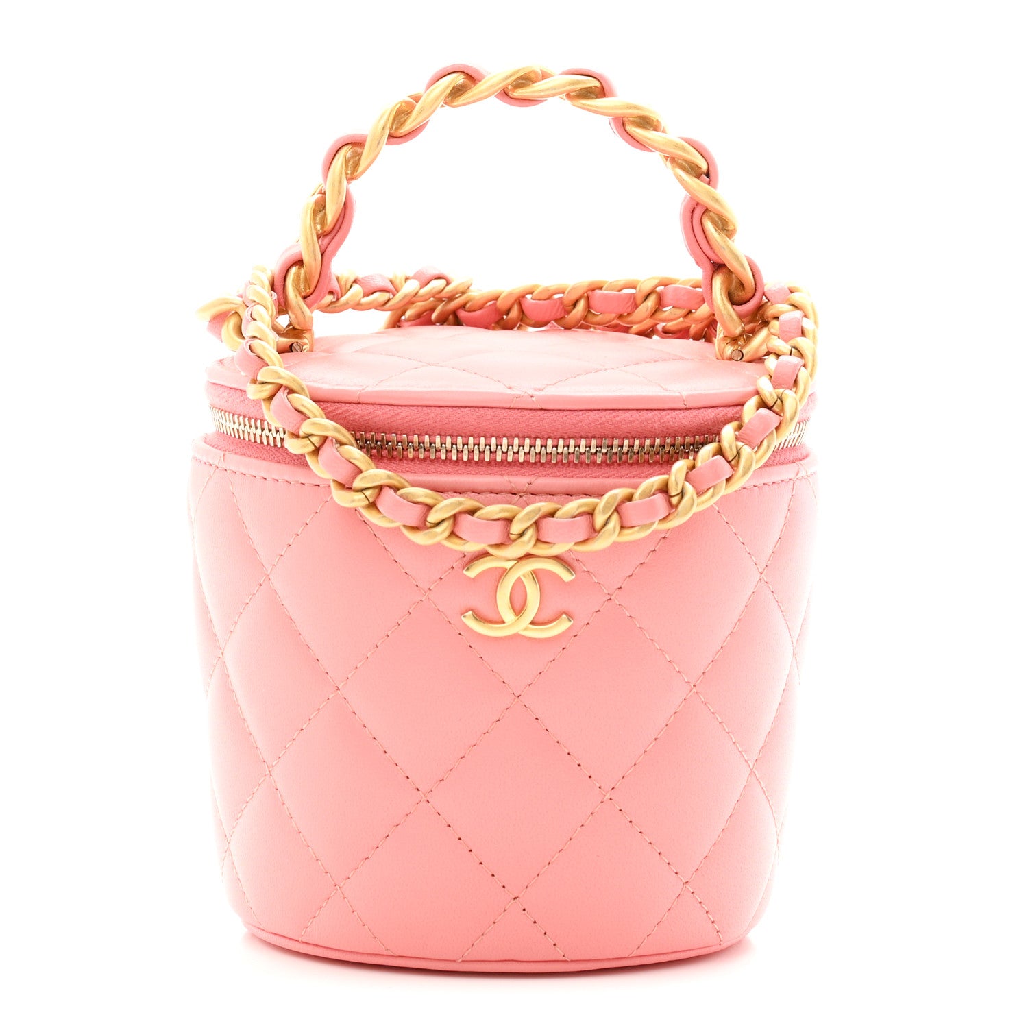 Chanel Lambskin Quilted Afternoon Tea Top Handle Vanity Case With Chain  Light Pink 1 of 10