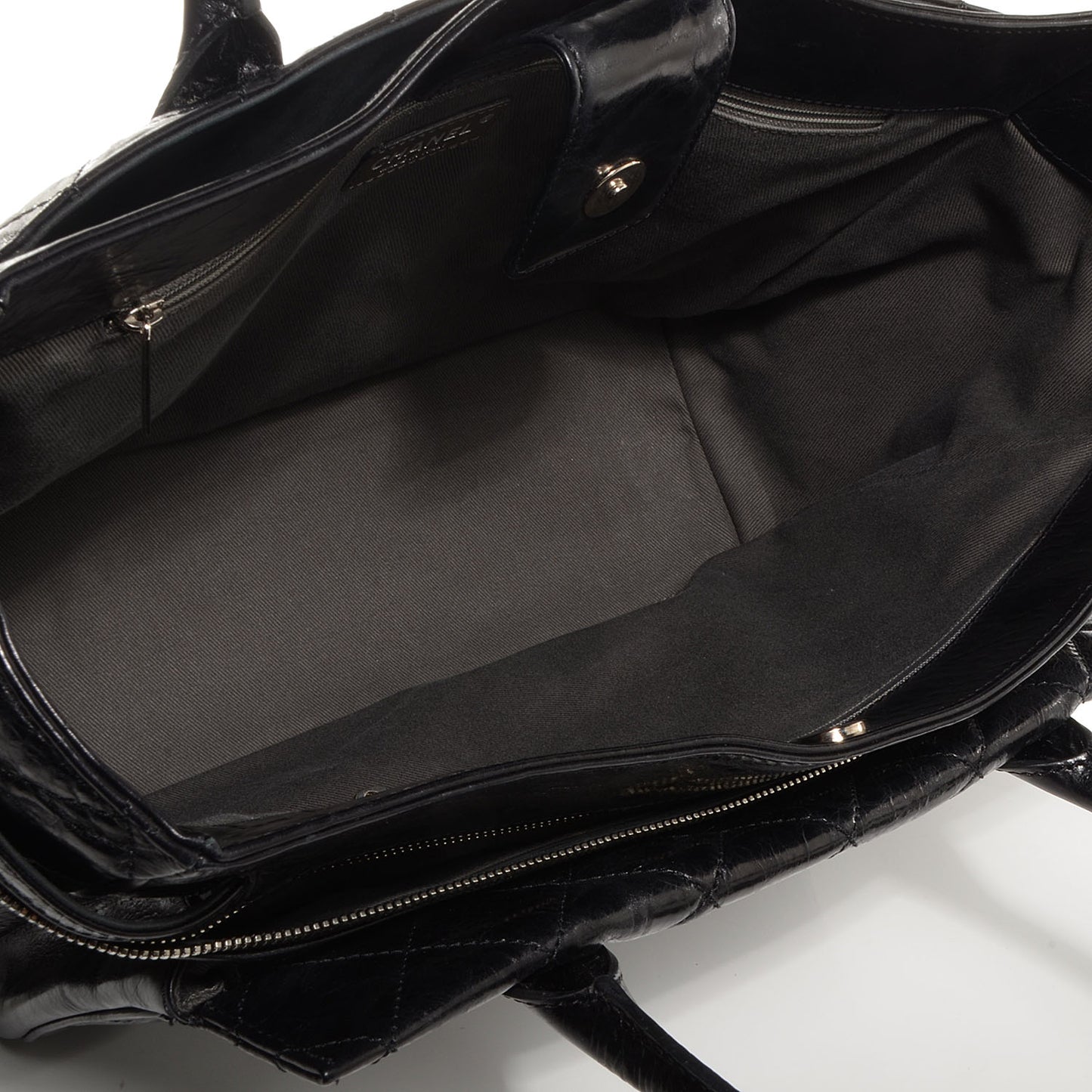 Glazed Calfskin New Portobello Large Tote Black