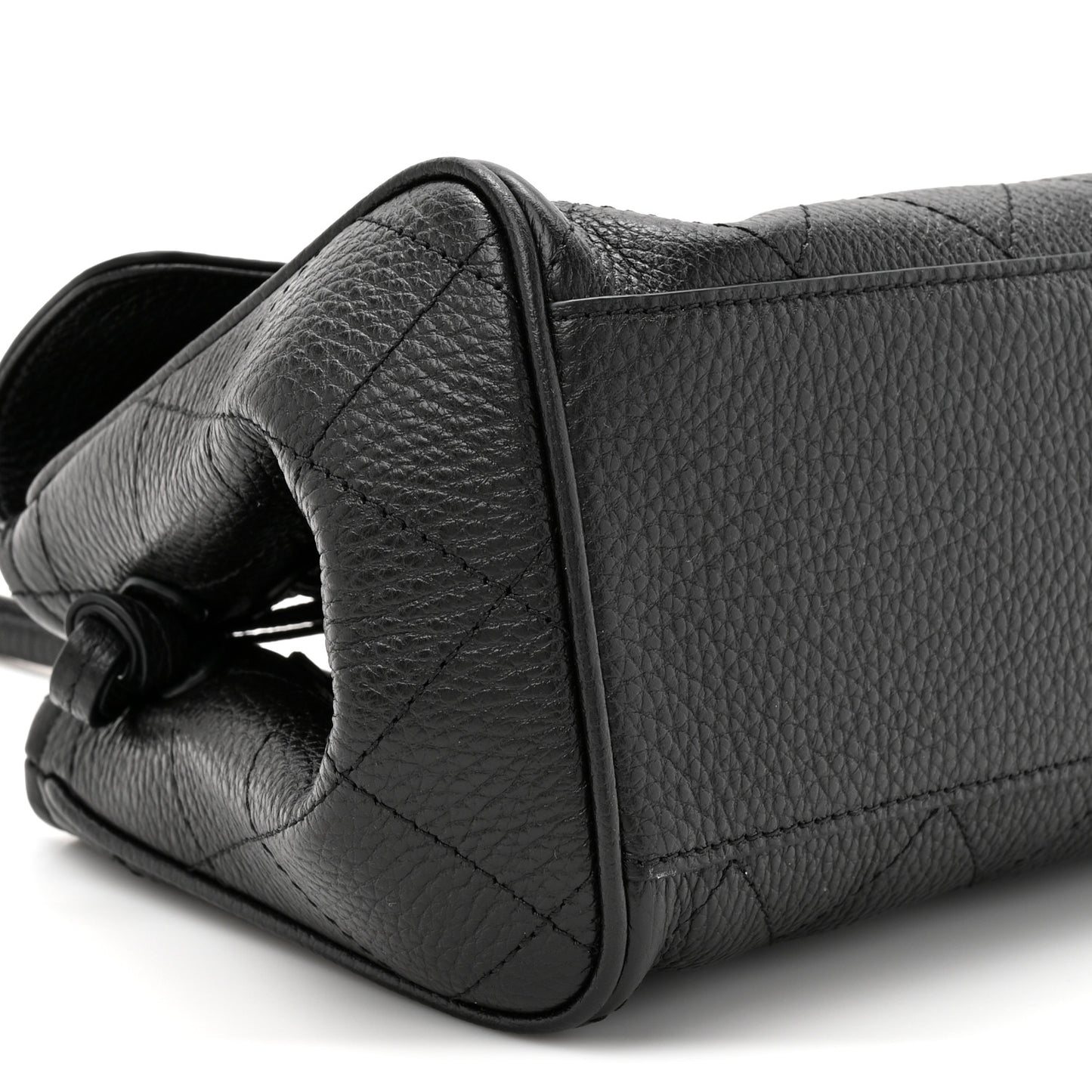 Grained Calfskin Stitched Urban Essentials Small Shopping Bag Black