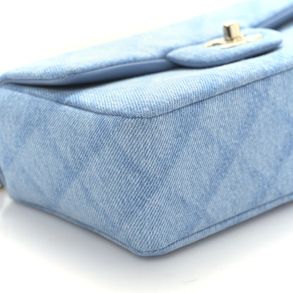 Chanel Printed Denim Quilted Mini Rectangular Flap Light Blue 8 of 9
