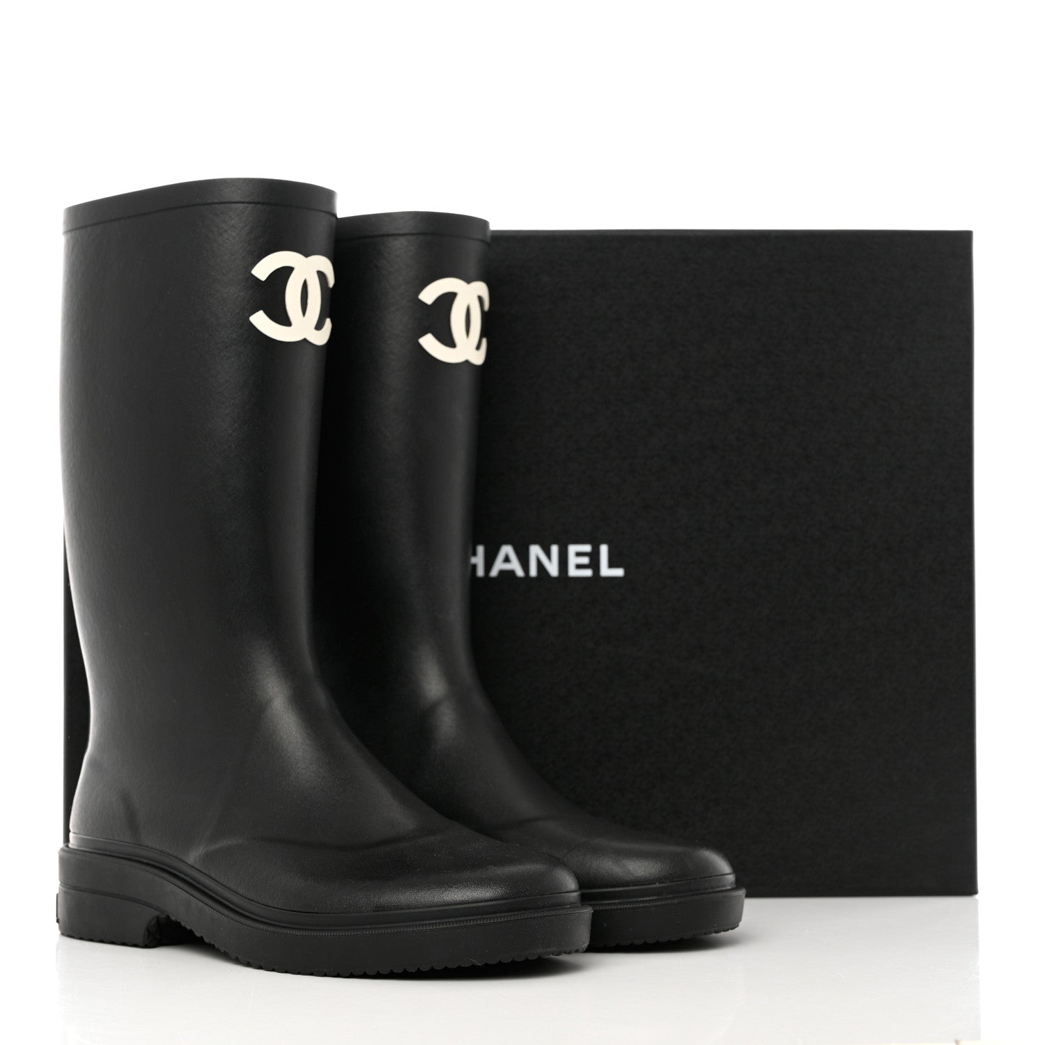 Chanel Caoutchouk CC High Boots 38 Black 11 of 11