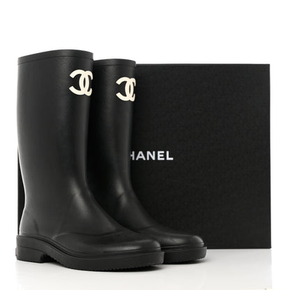 Chanel Caoutchouk CC High Boots 38 Black 11 of 11