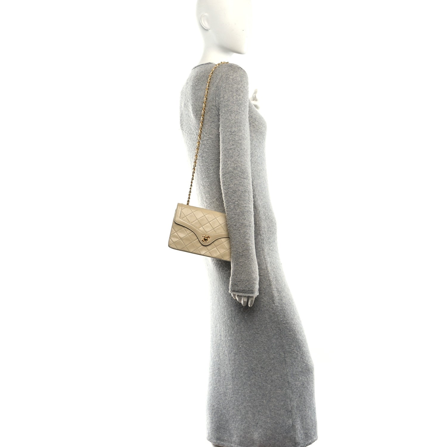 Chanel Lambskin Quilted Small Single Flap Beige 2 of 11