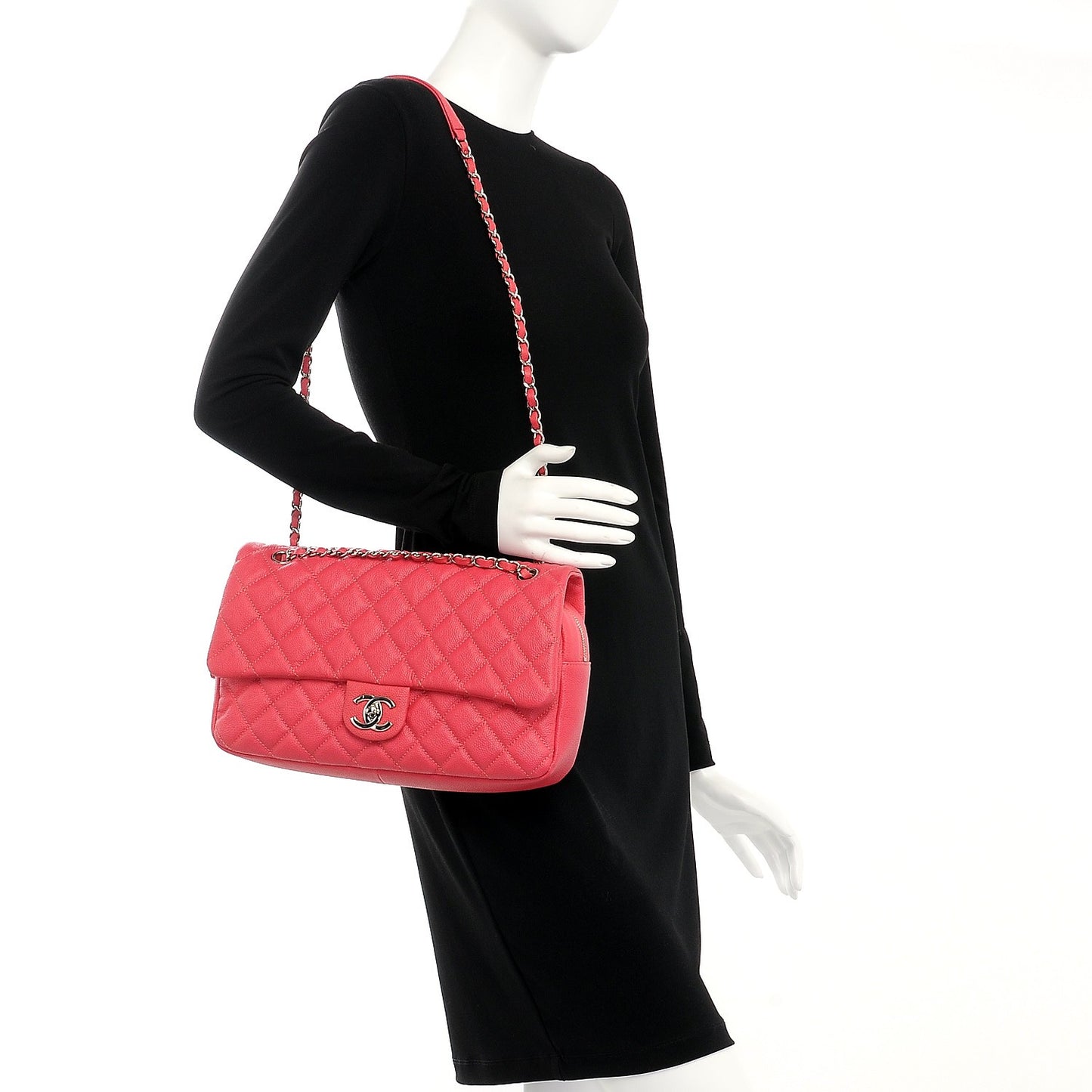 Caviar Quilted Jumbo Easy Flap Coral