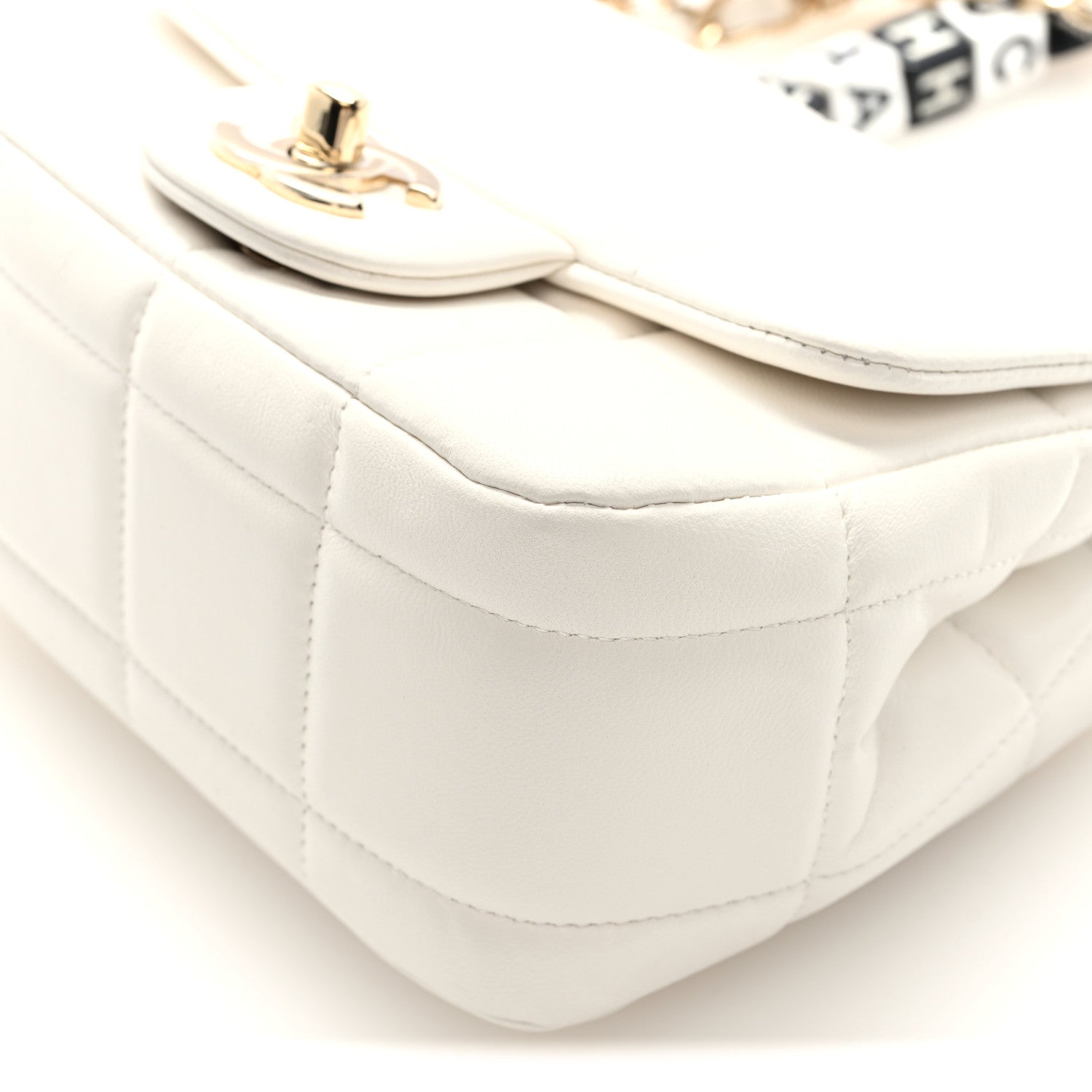 Chanel Lambskin Resin Crystal Square Quilted Mini Monacoco Flap White 10 of 10