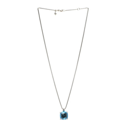 David Yurman Sterling Silver Diamond Blue Topaz 14mm Chatelaine Pendant Necklace 3 of 5