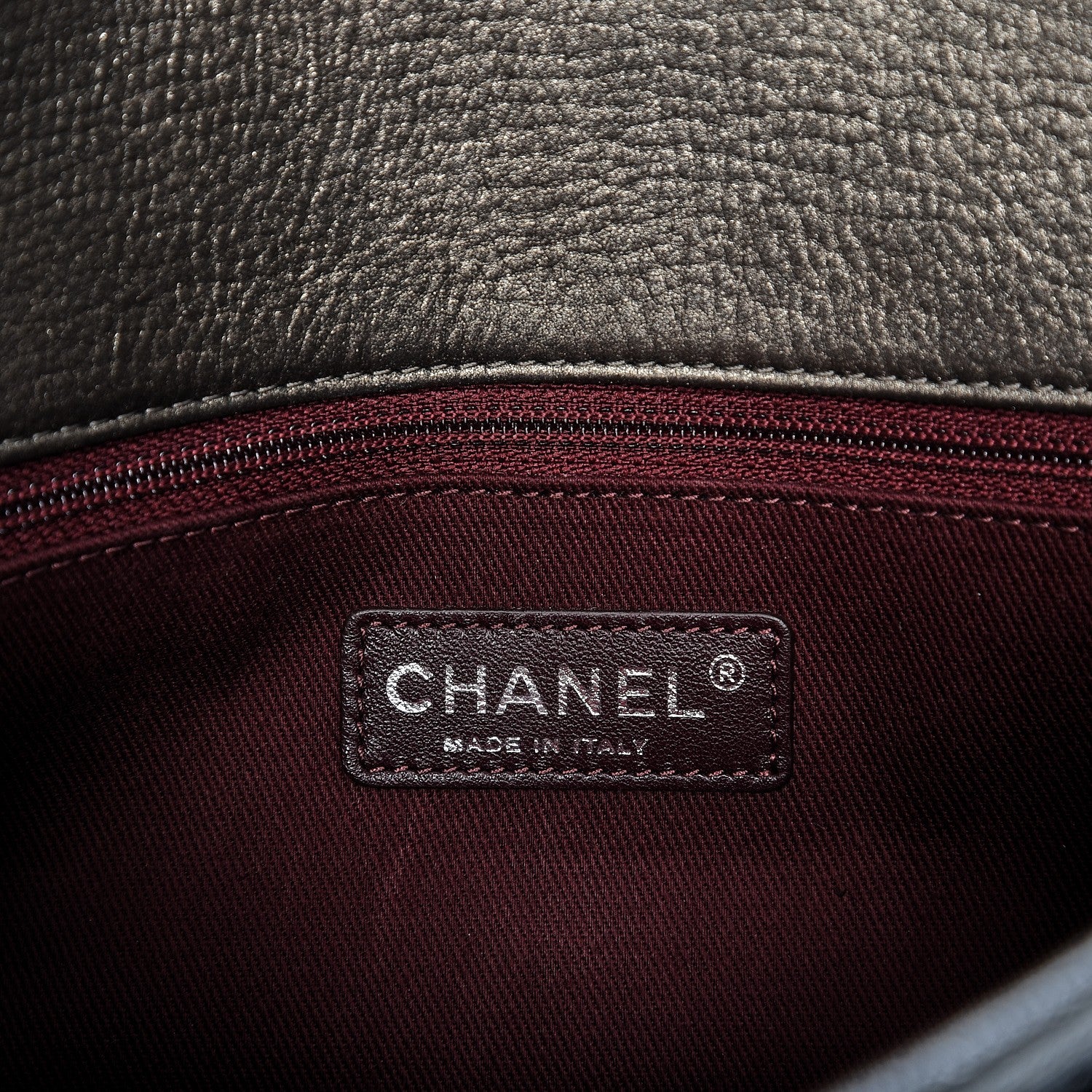 Chanel Metallic Goatskin Fur Quilted Hunting Flap Silver Black 6 of 10