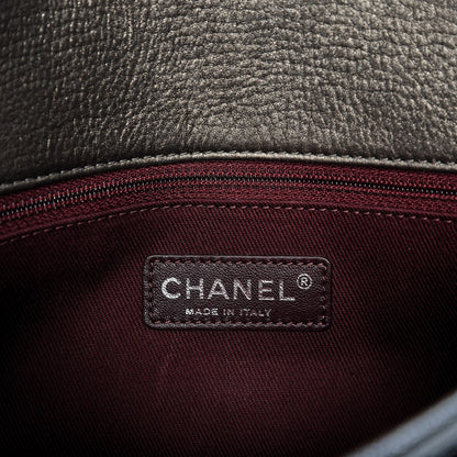 Chanel Metallic Goatskin Fur Quilted Hunting Flap Silver Black 6 of 10