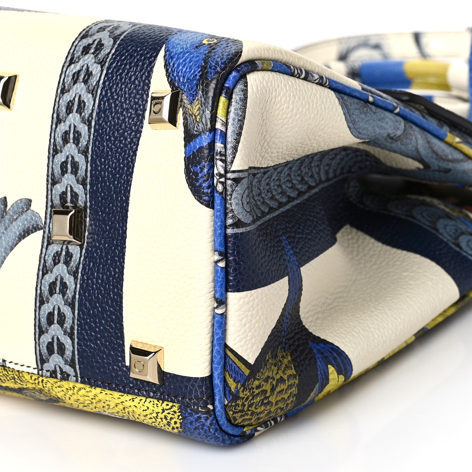 Salvatore Ferragamo Calfskin Print The Studio Bag White Multicolor 9 of 9