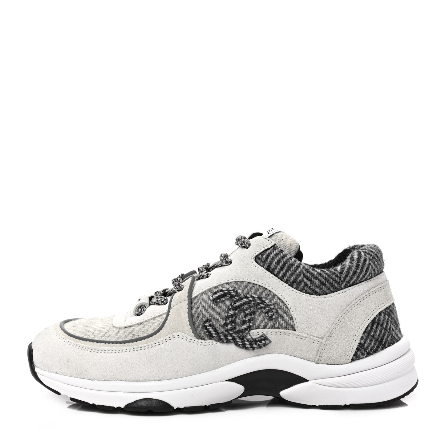 Fabric Suede Calfskin Womens CC Sneakers 39 Ivory Light Gray White