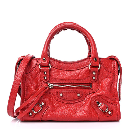 Balenciaga Agneau Classic Silver Hardware Nano City Rouge Groseille 3 of 10