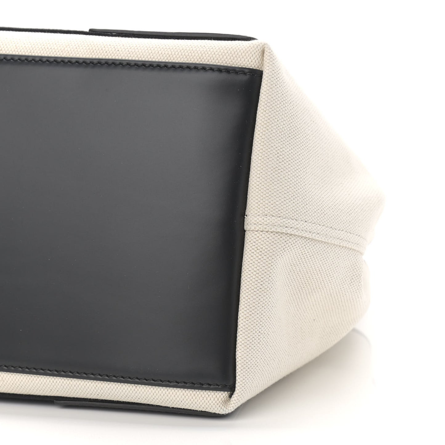Cotton Canvas Satin Calfskin S Navy Cabas Natural Black