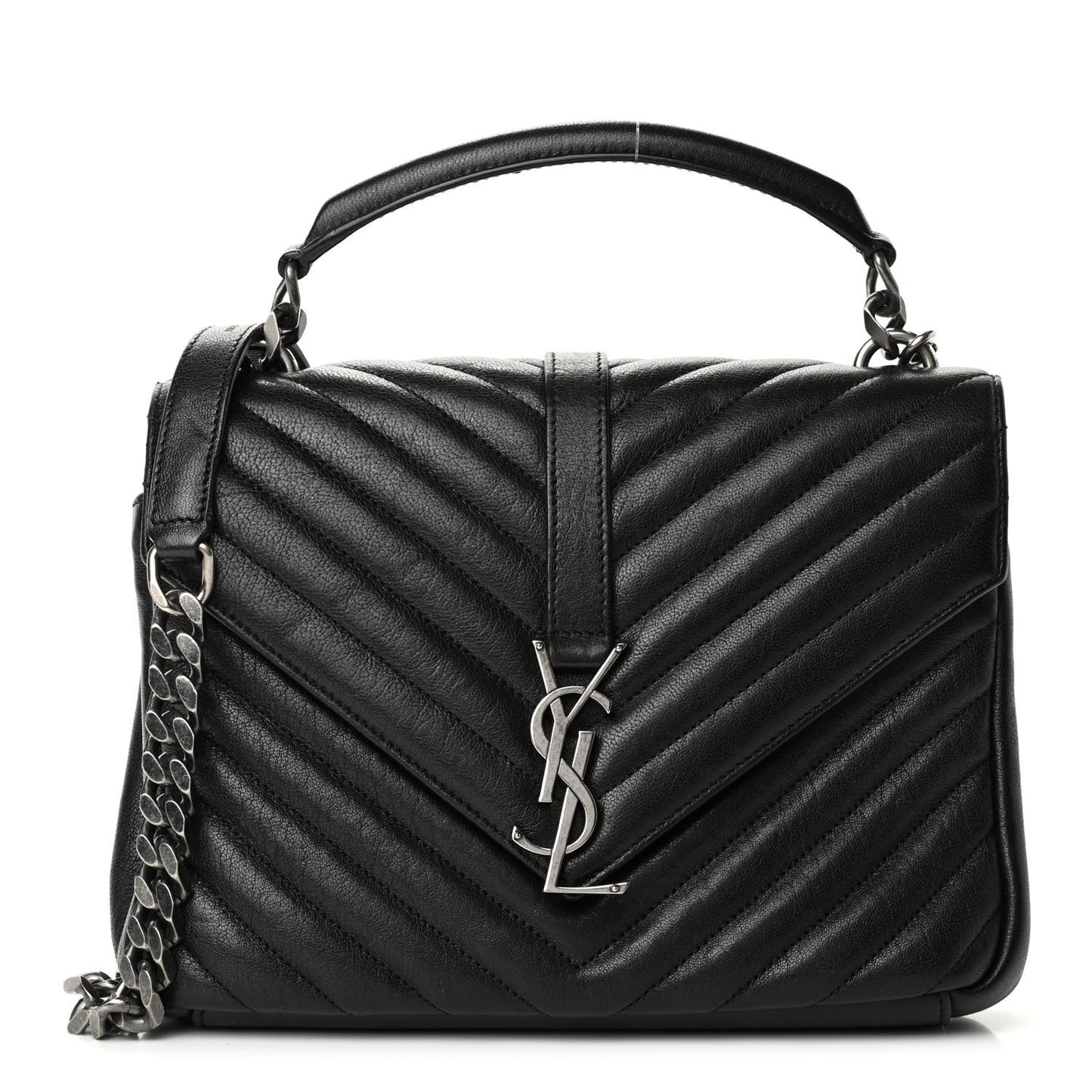 Matelasse Chevron Monogram Medium College Bag Black