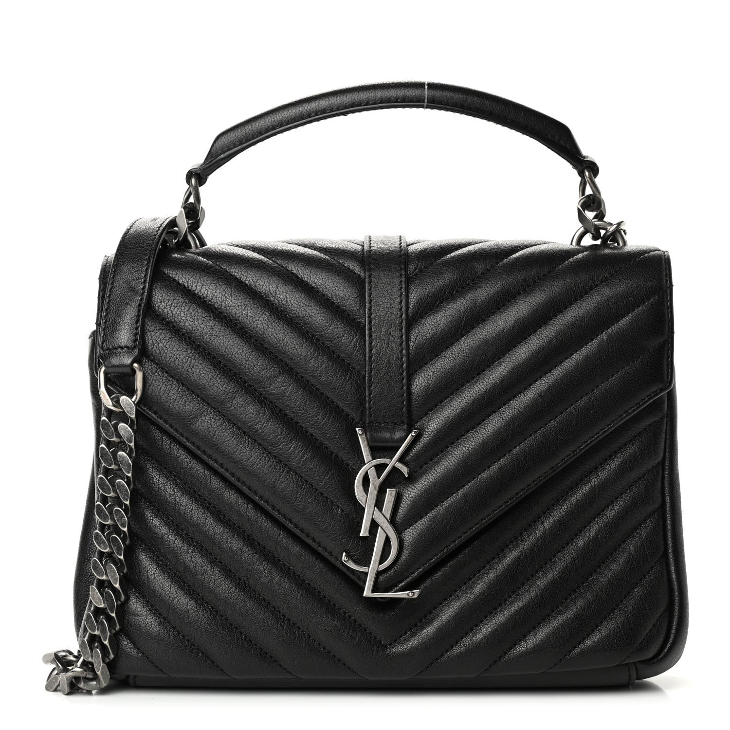 Saint Laurent Matelasse Chevron Monogram Medium College Bag Black 1 of 4