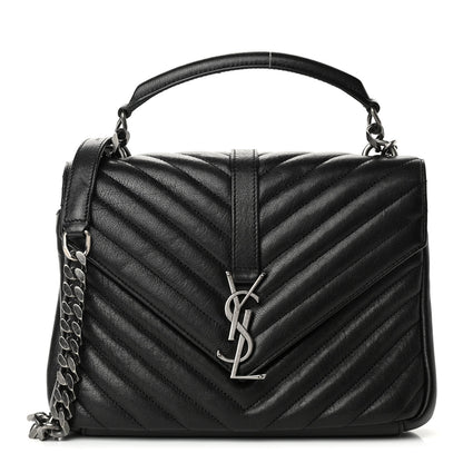 Saint Laurent Matelasse Chevron Monogram Medium College Bag Black 1 of 4