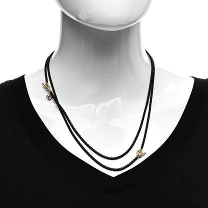 David Yurman Stainless Steel 14K Yellow Gold Acrylic Bel Aire Chain Necklace Black 3 of 5