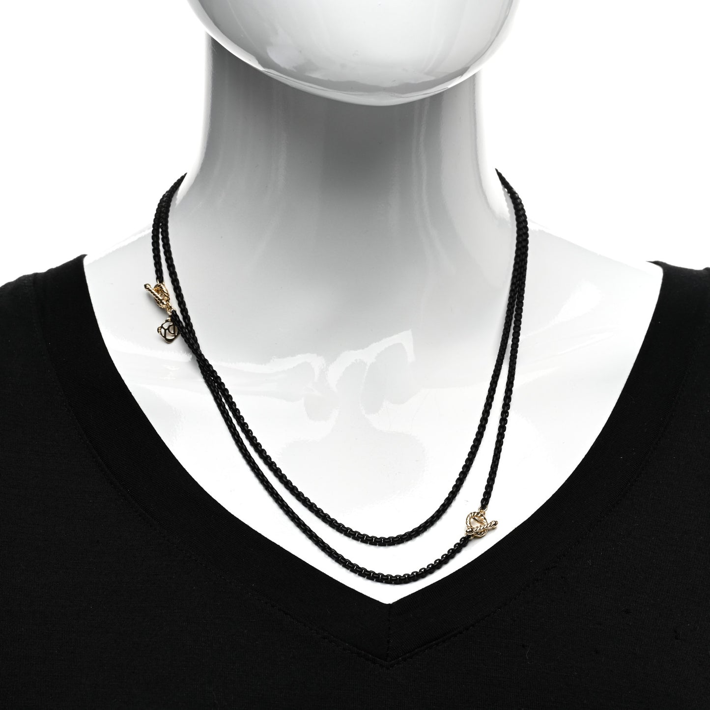 Stainless Steel 14K Yellow Gold Acrylic Bel Aire Chain Necklace Black