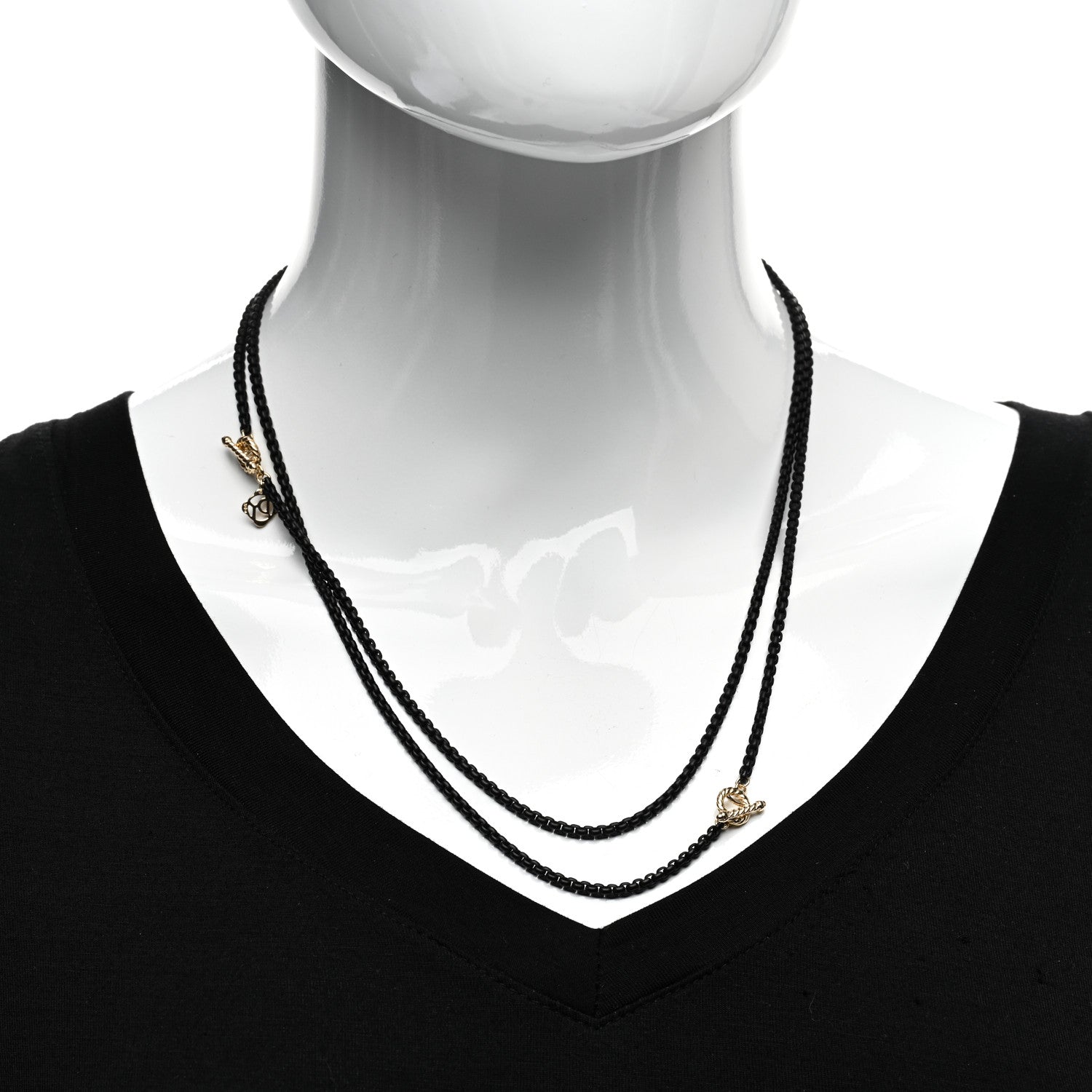 David Yurman Stainless Steel 14K Yellow Gold Acrylic Bel Aire Chain Necklace Black 3 of 5