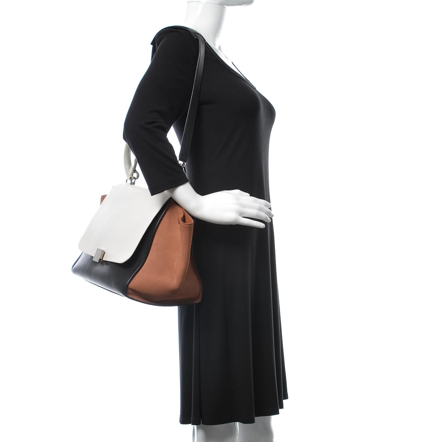 Smooth Calfskin Suede Medium Tri-Color Trapeze White