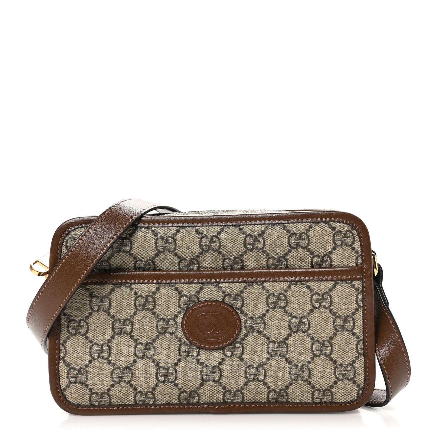 GG Supreme Monogram Azalea Calfskin Mini Retro Interlocking G Shoulder Bag Beige Ebony Brown Sugar