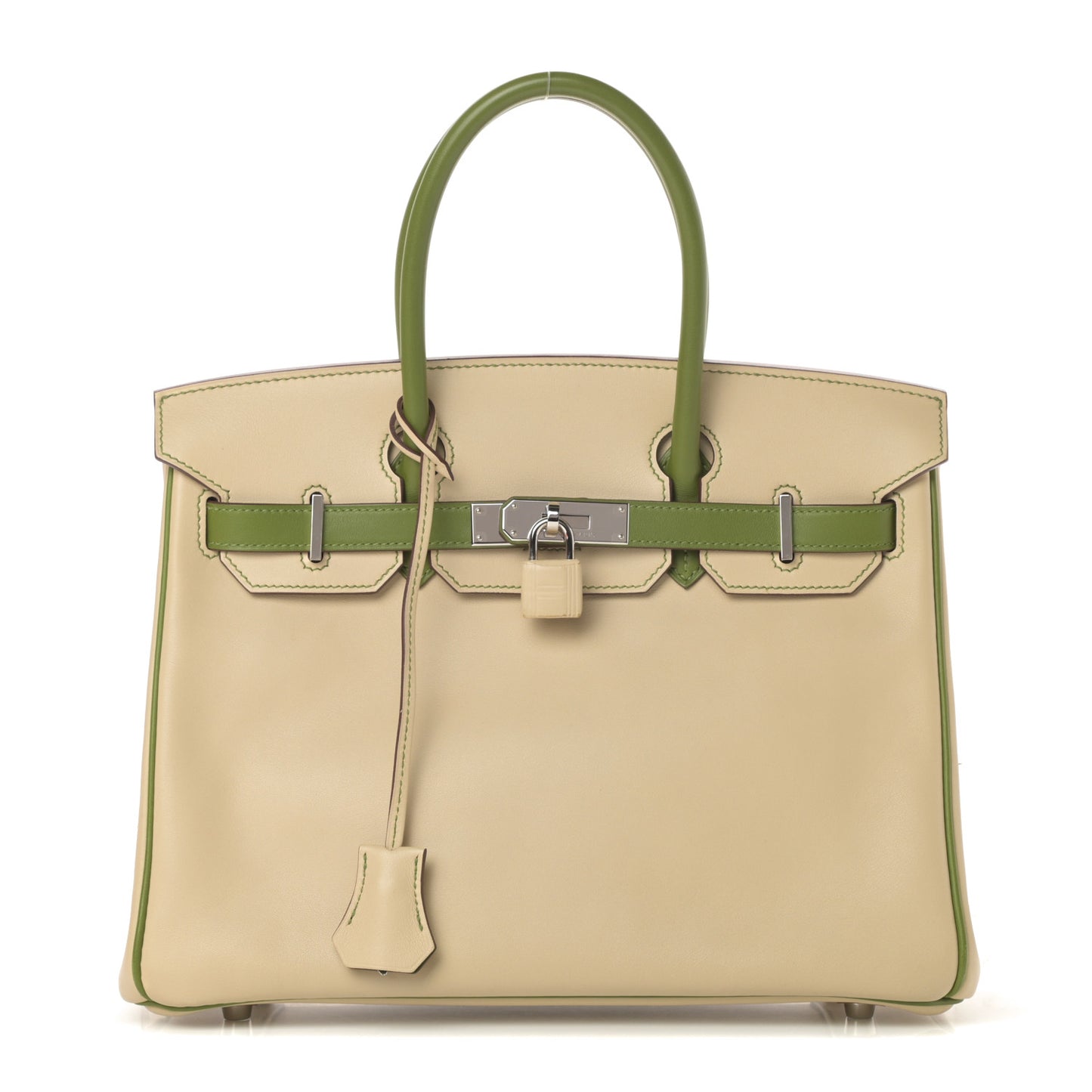 Swift Horseshoe Bi-Color Birkin 30 Parchemin Pelouse
