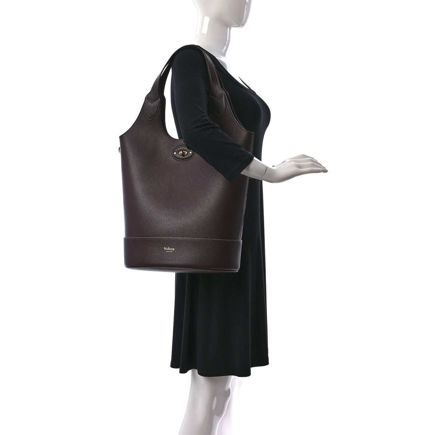 Small Classic Grain Silky Calfskin Lily Tote Oxblood