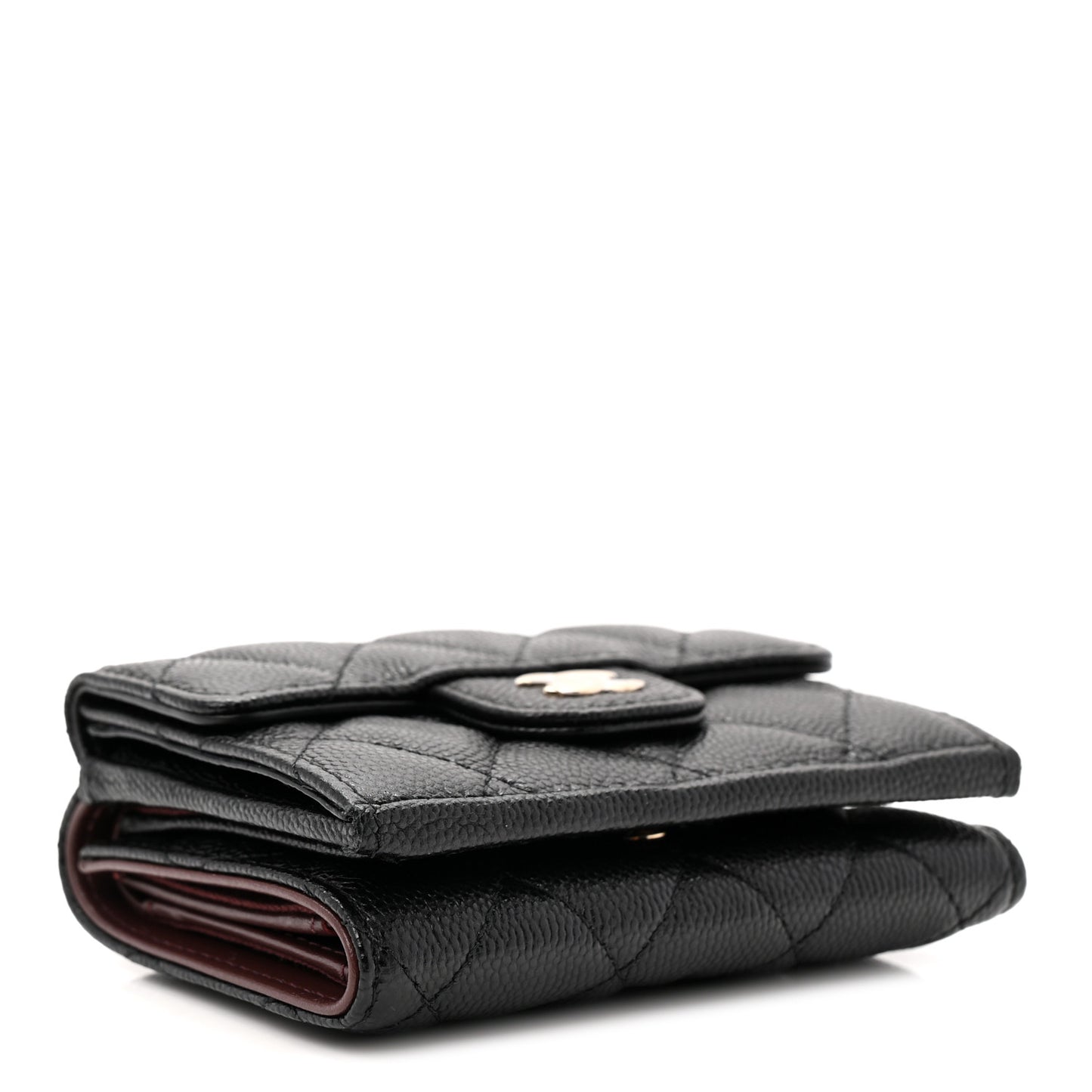 Caviar Quilted Double Flap Wallet Black
