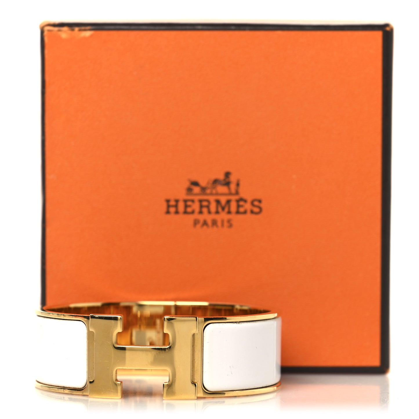 Enamel Wide Clic Clac H Bracelet GM White
