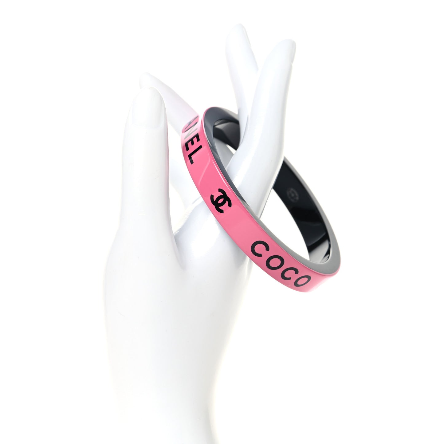 Resin Logo Bangle Bracelet Pink Black