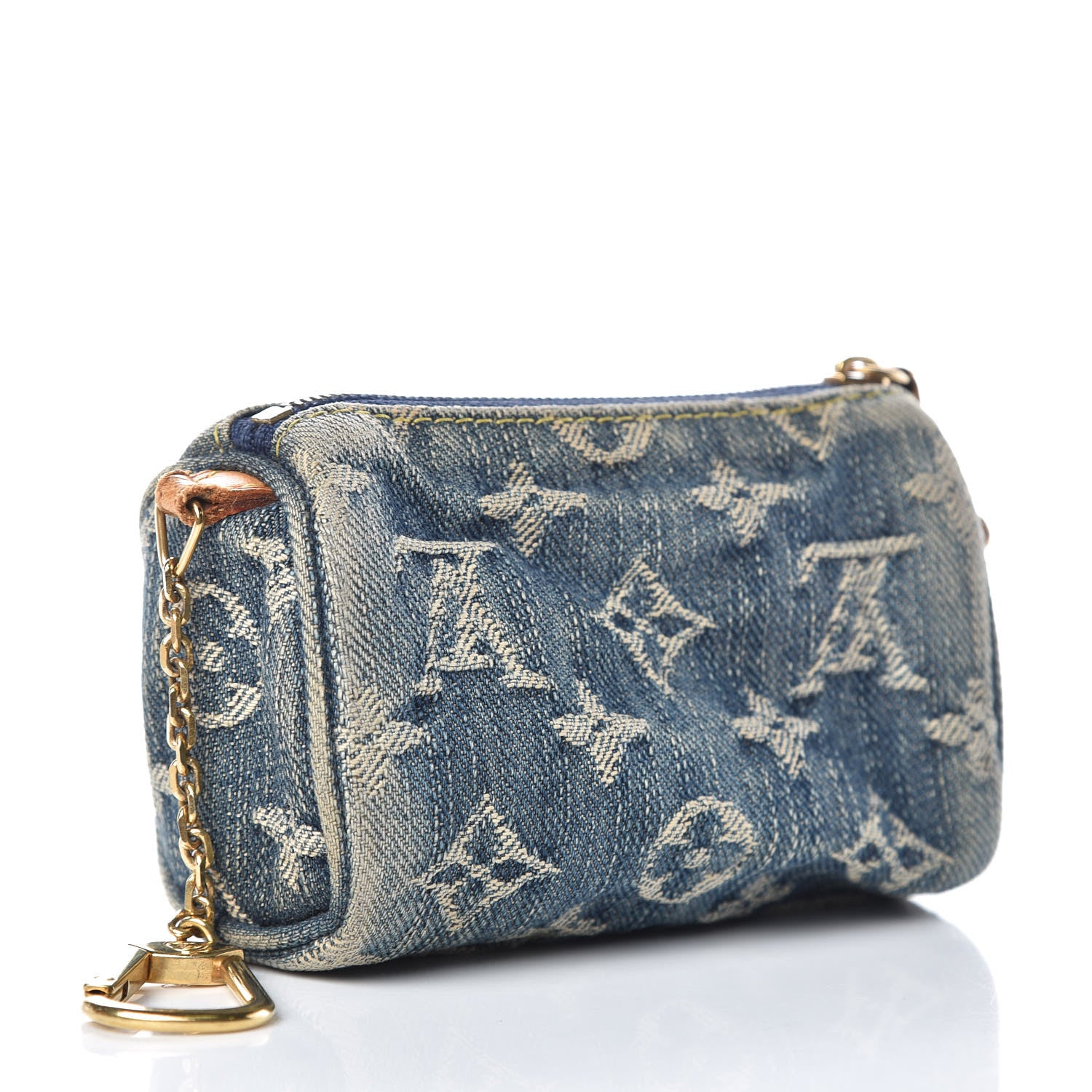 Louis Vuitton Monogram Denim Pochette Speedy PM Key Holder Blue 3 of 9