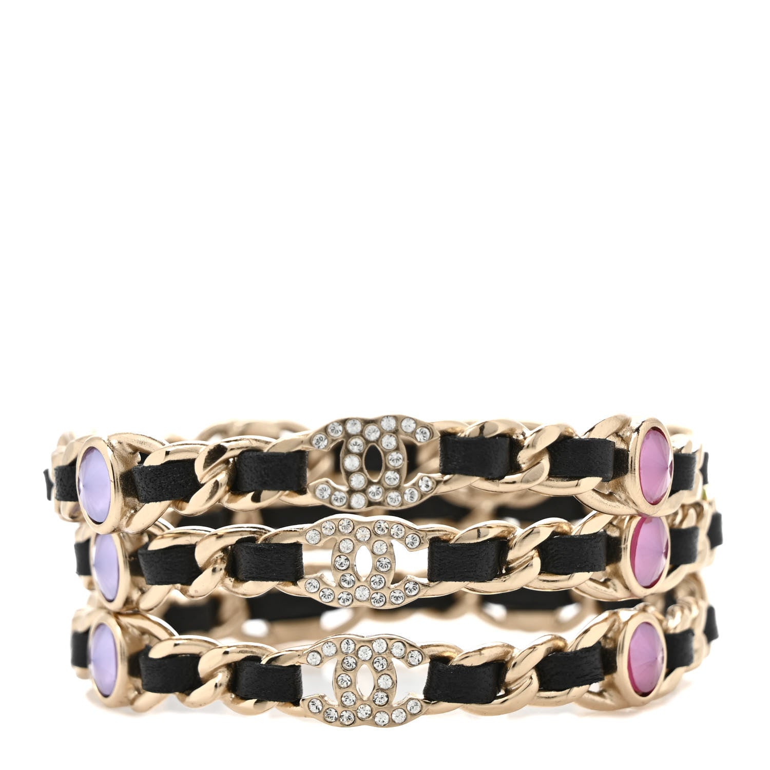 Chanel Lambskin Chain CC Bangle Bracelets Set of Multicolor 1 of 4