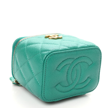 Chanel Caviar Quilted Sweetheart Mini Vanity Case Green 4 of 11